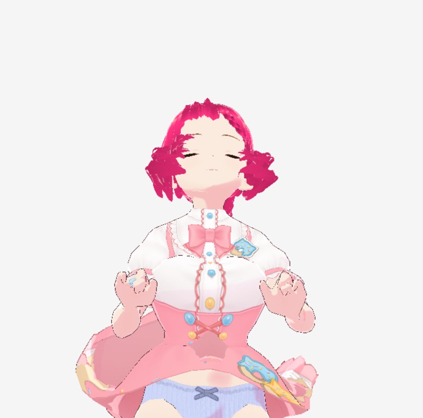 ピンクのメイドっぽい可愛い衣装のお姉さん（セリフなし  3DCGモデル  イラスト集） - サンプル画像 5