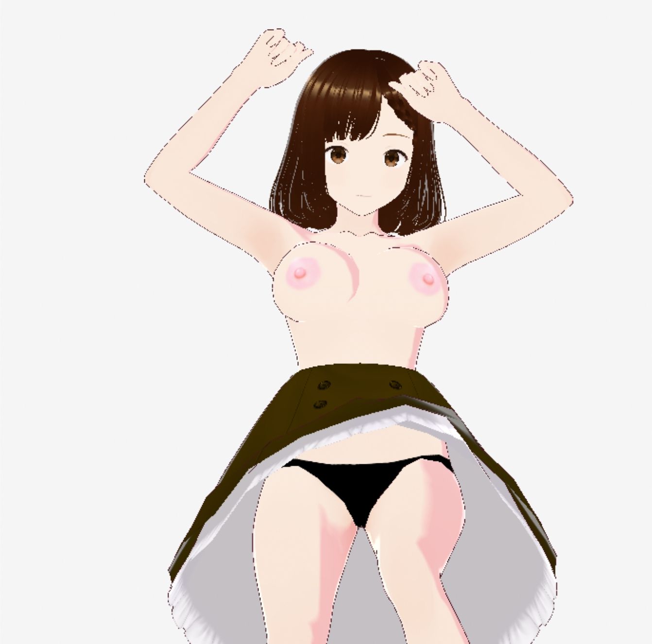 黒いスカートだけでおっぱい丸出しのお姉さん（セリフなし  3DCGモデル  イラスト集） - サンプル画像 9