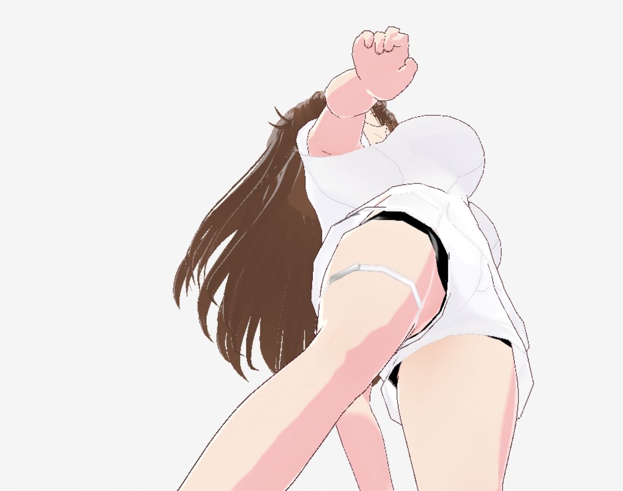 白い洋服の巨乳美女を色々な視点で眺める（セリフなし  3DCGモデル  イラスト集） - サンプル画像 1