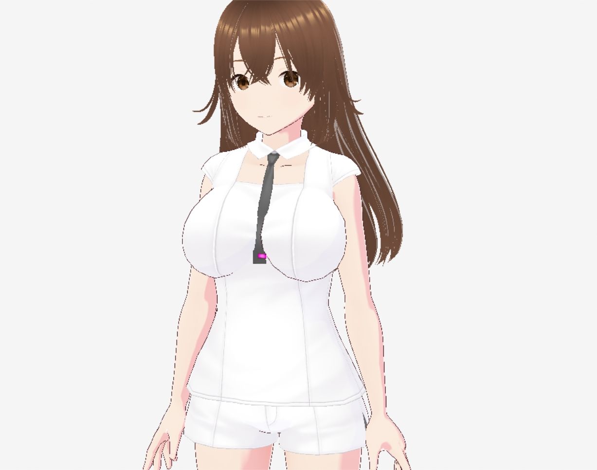 白い洋服の巨乳美女を色々な視点で眺める（セリフなし  3DCGモデル  イラスト集） - サンプル画像 2