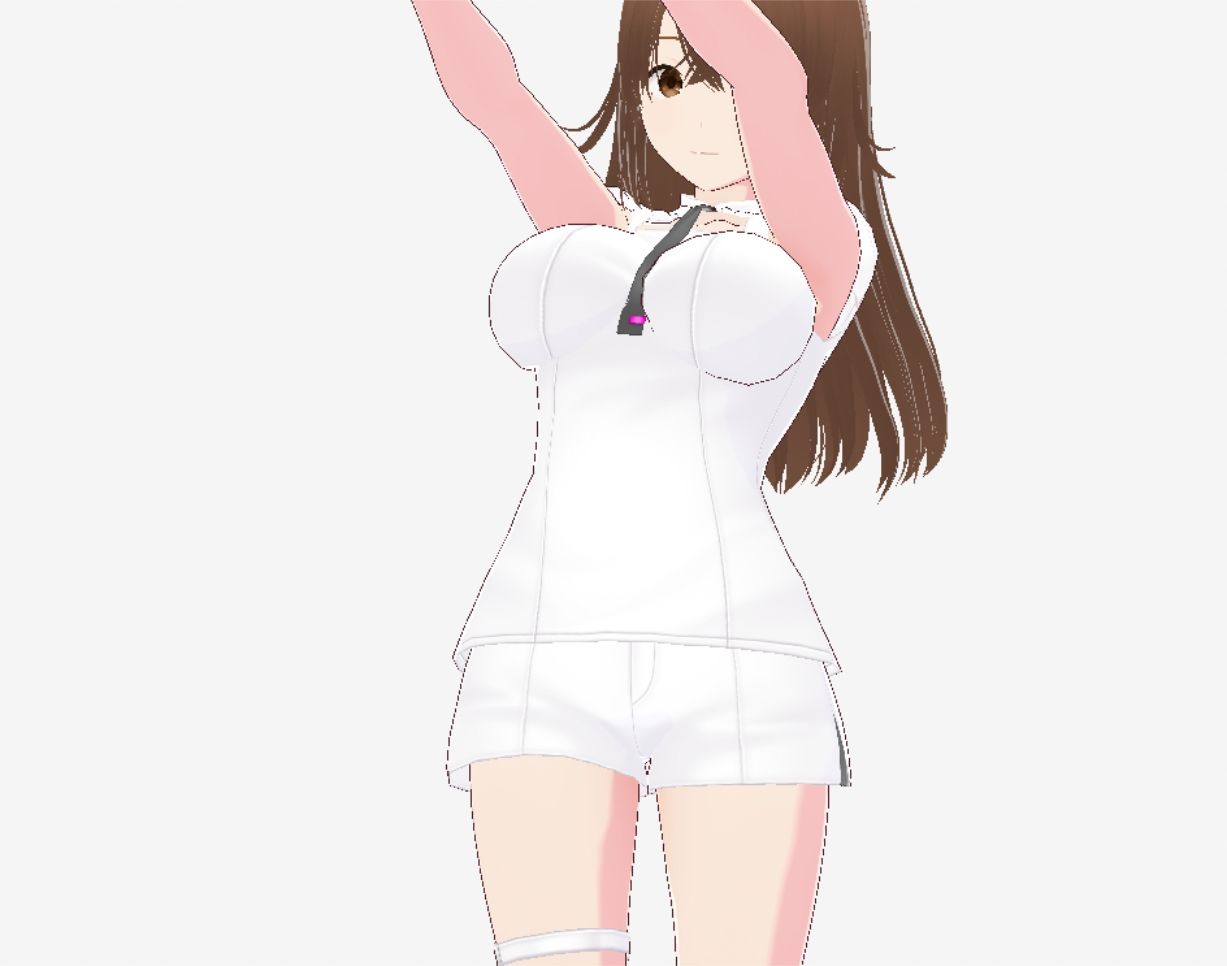 白い洋服の巨乳美女を色々な視点で眺める（セリフなし  3DCGモデル  イラスト集） - サンプル画像 3