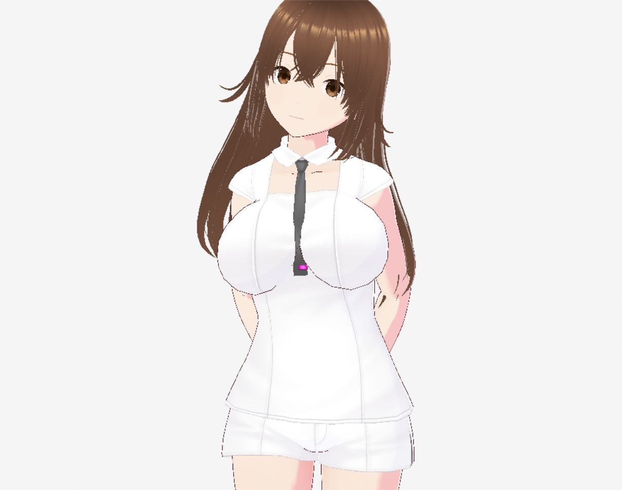 白い洋服の巨乳美女を色々な視点で眺める（セリフなし  3DCGモデル  イラスト集） - サンプル画像 4