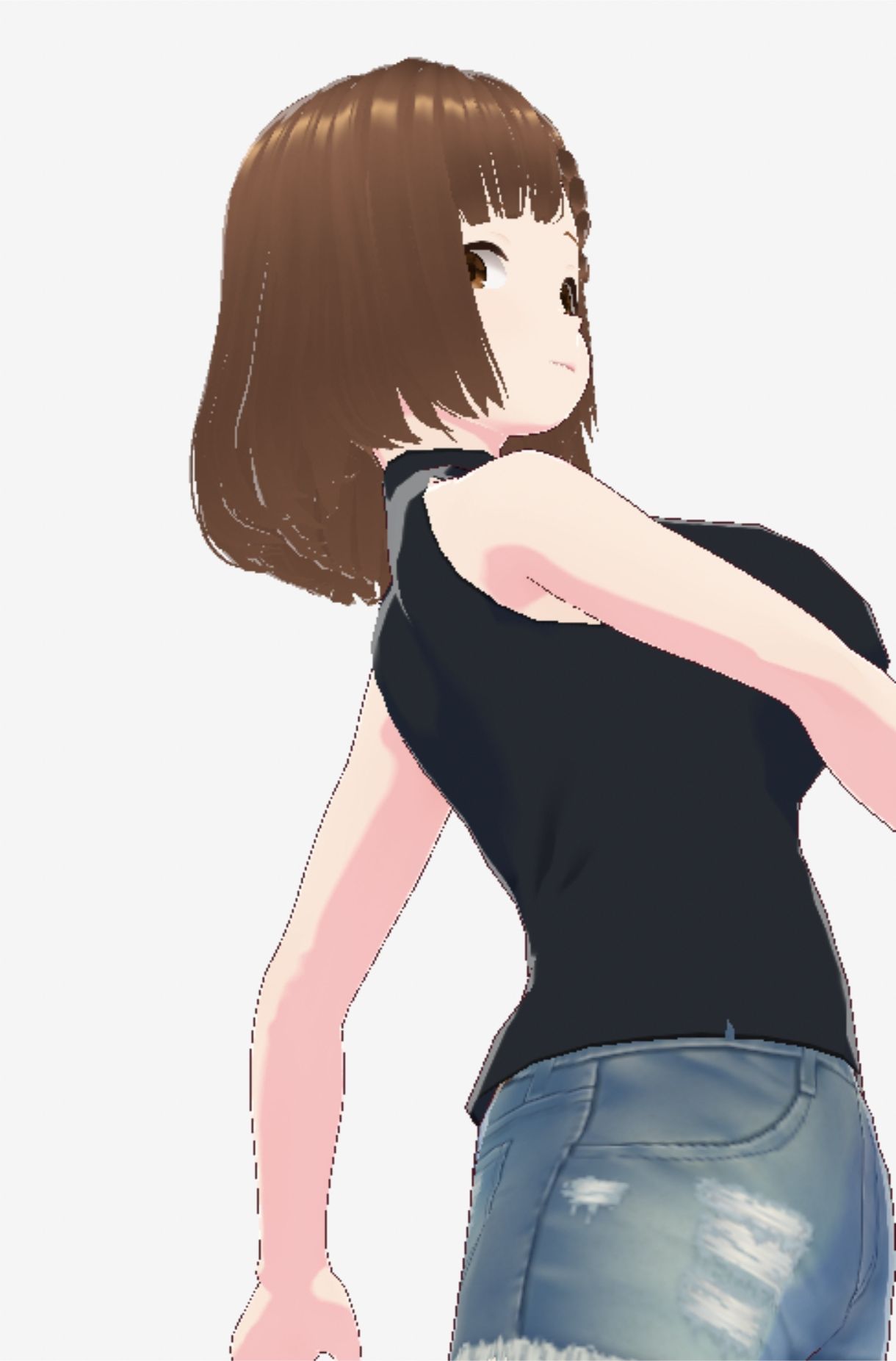 黒いノースリーブにデニムのショートパンツのお姉さん（セリフなし  3DCGモデル  イラスト集） - サンプル画像 4