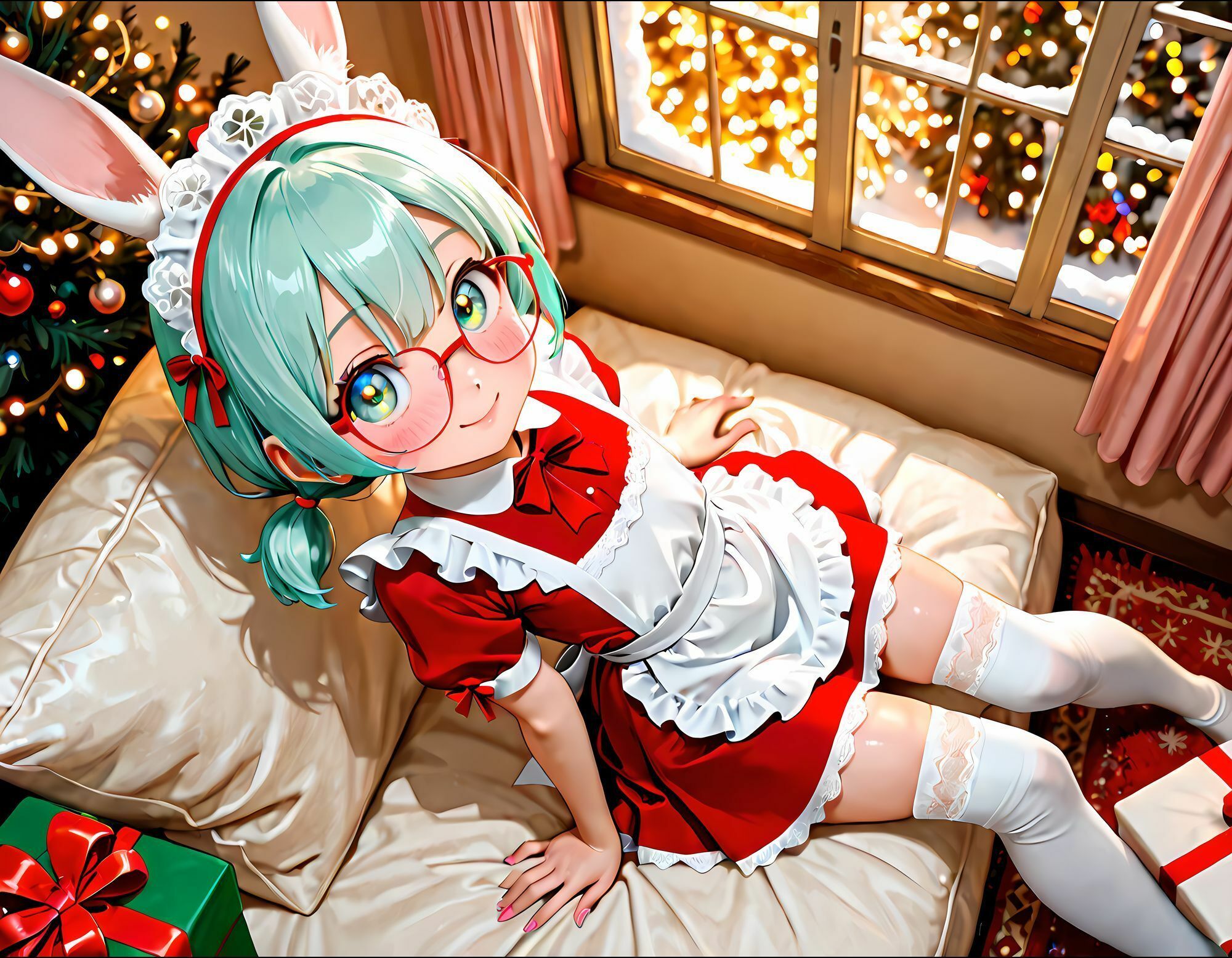 【おまけ動画付き】うさ耳娘たちのクリスマスメイドコスプレ  CGイラスト集・おまけ動画 - サンプル画像 1