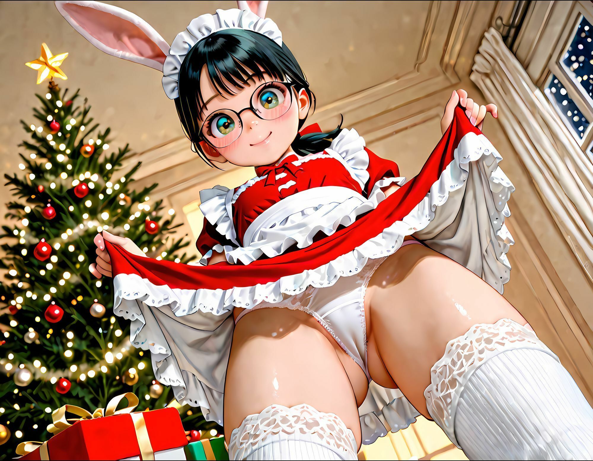 【おまけ動画付き】うさ耳娘たちのクリスマスメイドコスプレ  CGイラスト集・おまけ動画 - サンプル画像 2