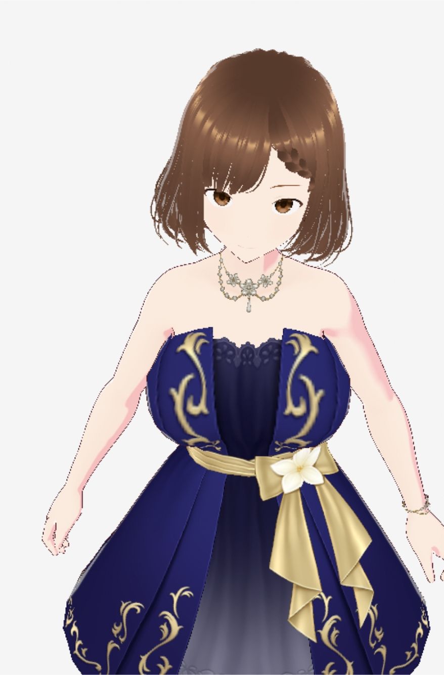 青いドレスを着た巨乳のお姉さん（セリフなし  3DCGモデル  イラスト集） - サンプル画像 1