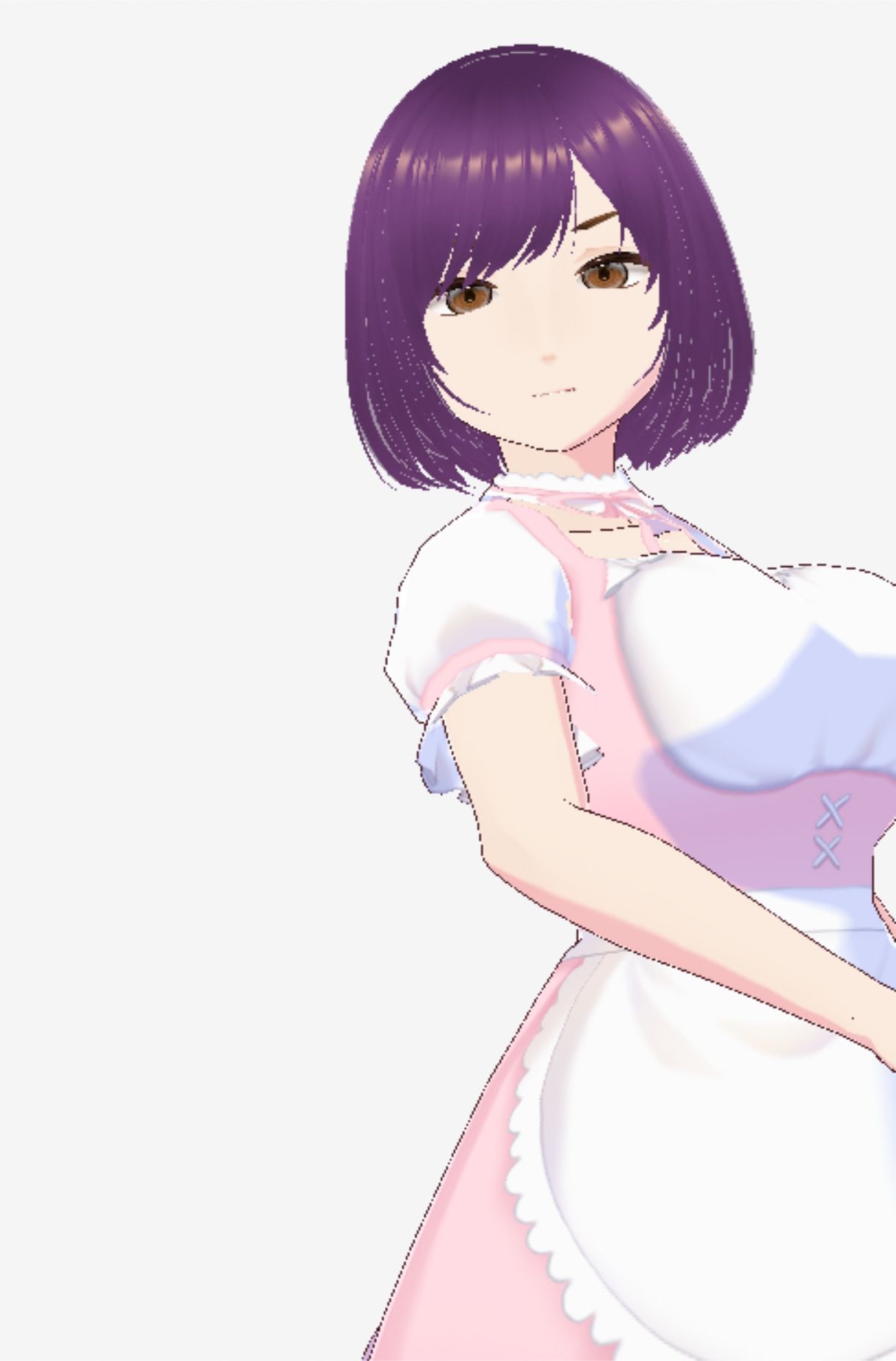 パープルヘアの巨乳の女性（セリフなし  3DCGモデル  イラスト集） - サンプル画像 2