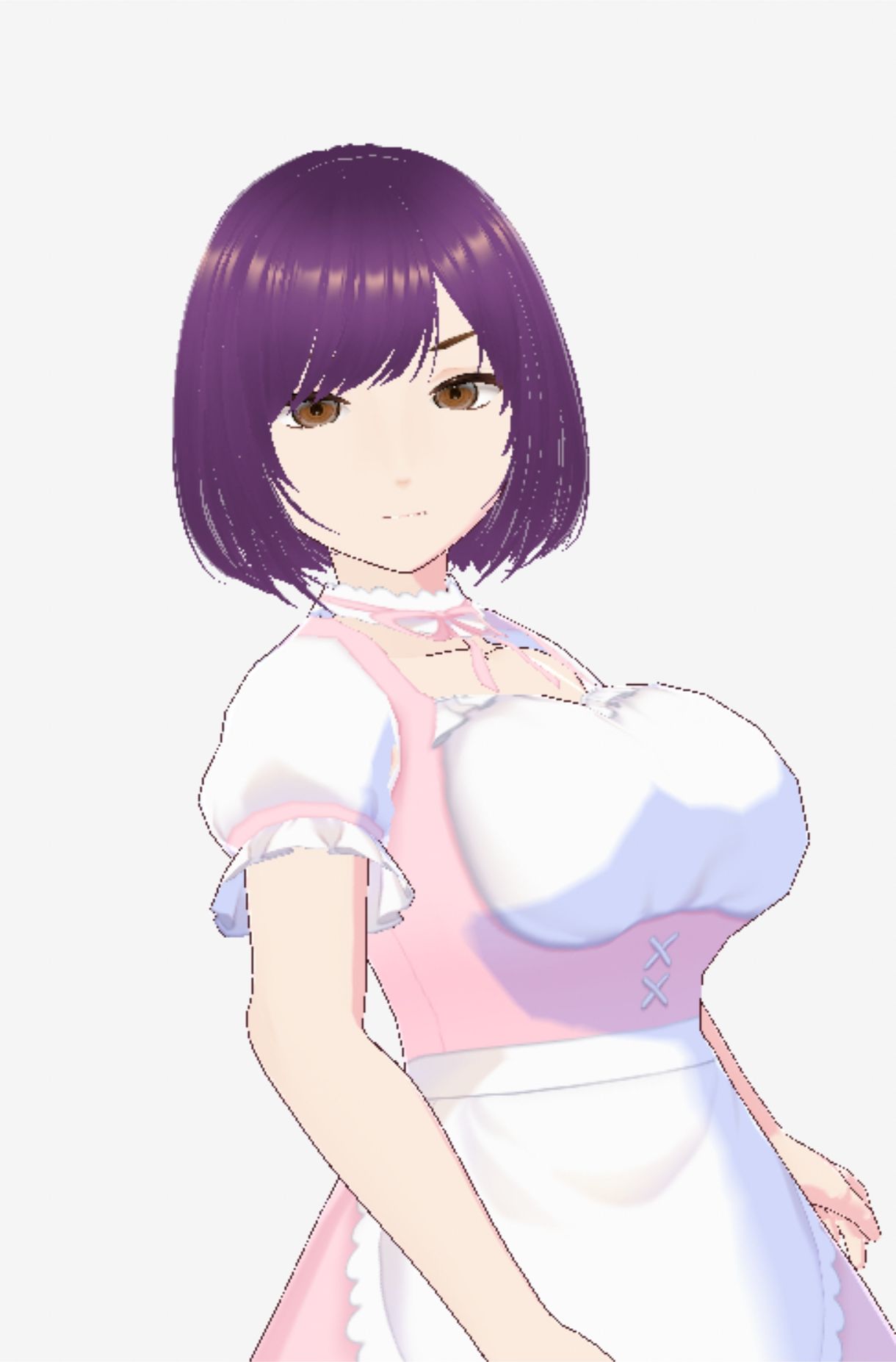 パープルヘアの巨乳の女性（セリフなし  3DCGモデル  イラスト集） - サンプル画像 5