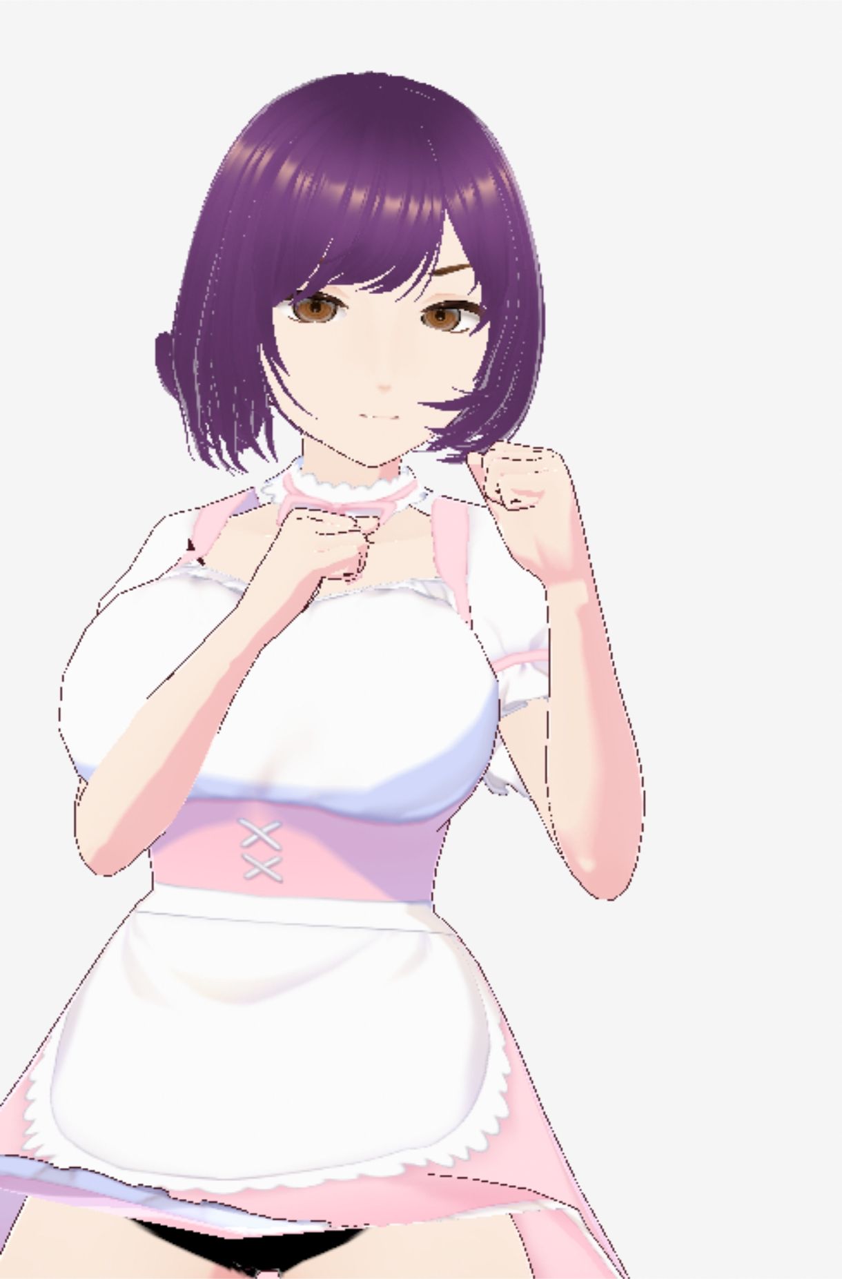 パープルヘアの巨乳の女性（セリフなし  3DCGモデル  イラスト集） - サンプル画像 9