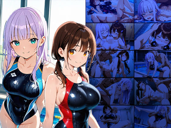 【4K】紫髪ツイン茶髪の爆乳水泳部員が新任コーチと孕ませレッスン - サンプル画像 1