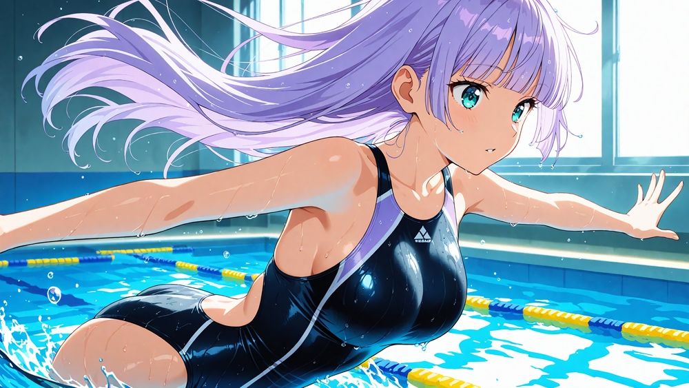 【4K】紫髪ツイン茶髪の爆乳水泳部員が新任コーチと孕ませレッスン - サンプル画像 4