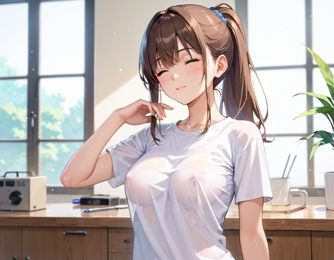 はちきれそうなノーブラで視線を奪う 清楚系成人の無防備な着衣巨乳 - サンプル画像 2