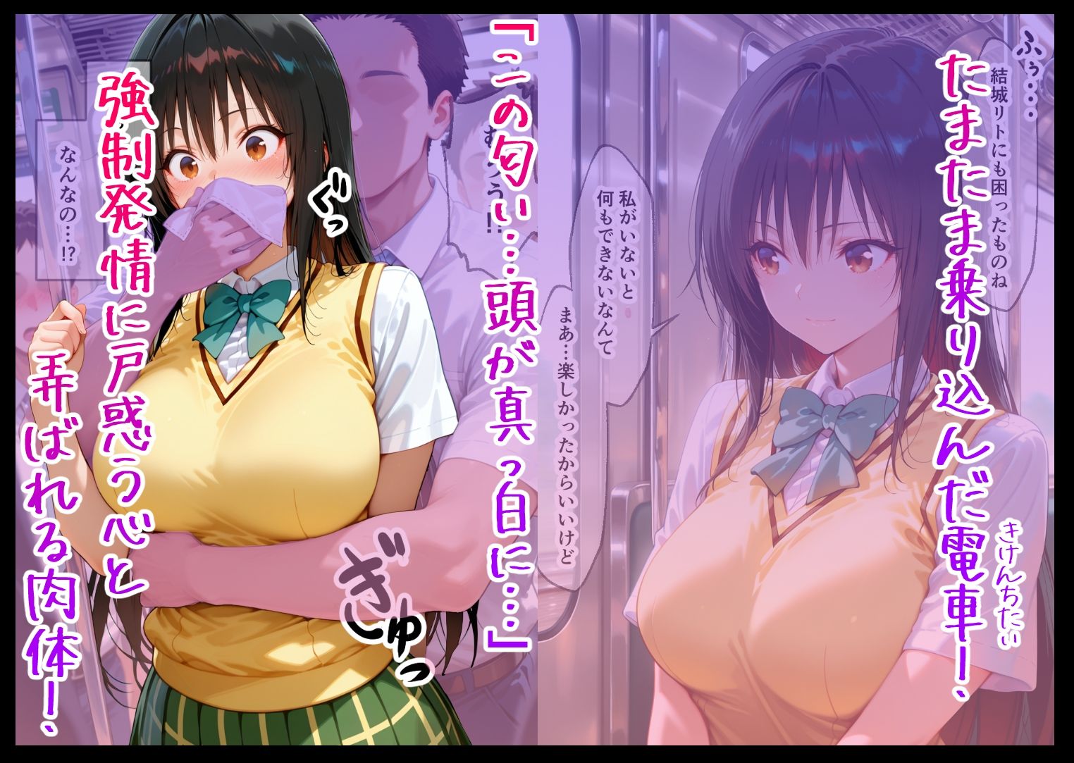 電車痴○堕ち 皆んな見てるなのに降りられないよ 各駅無視の快楽電車 前と後ろから責められて 古手川編 ToL◯VEる - サンプル画像 1