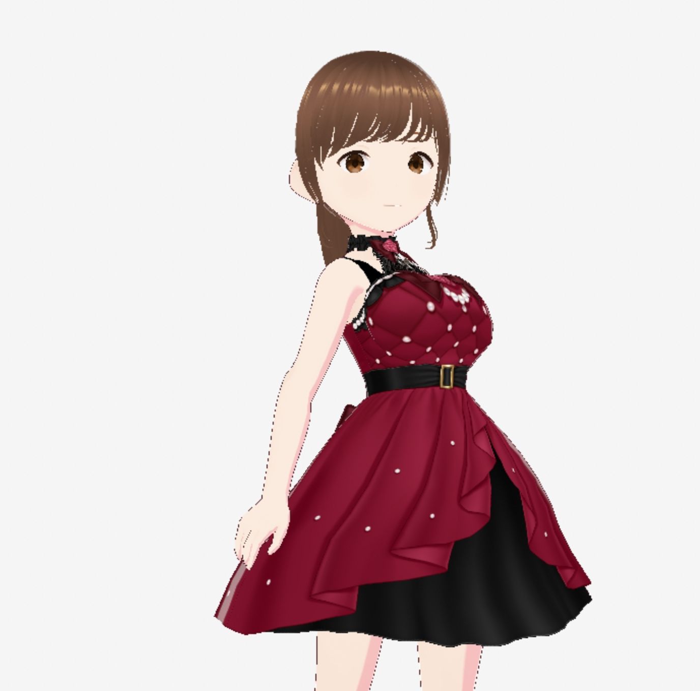 赤いドレスの巨乳のお姉さん（セリフなし  3DCGモデル  イラスト集） - サンプル画像 1