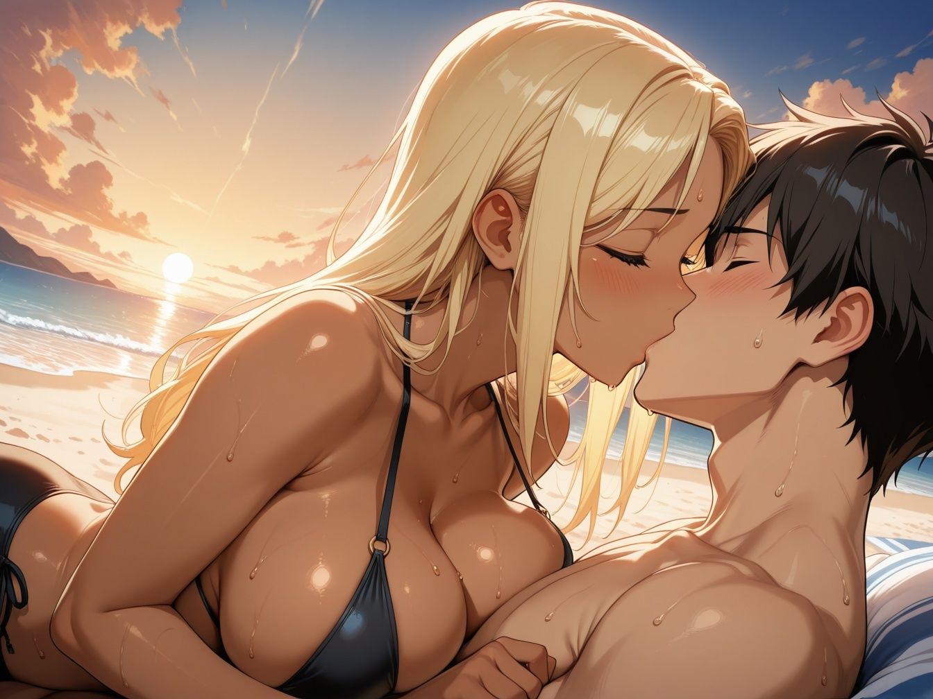 貸し切りでイチャラブ黒ギャルビーチ - サンプル画像 4