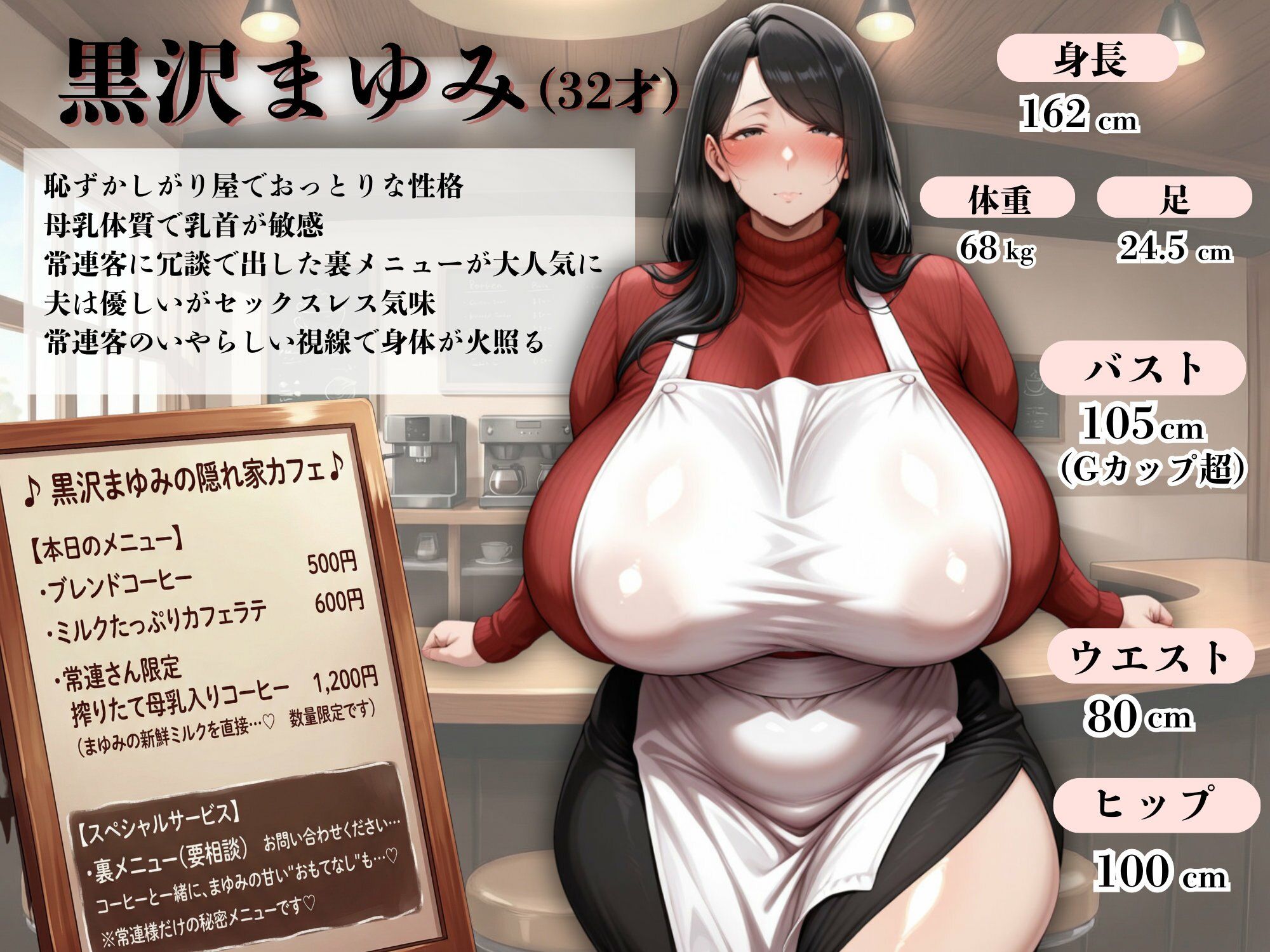 【セリフ入りあり】  爆乳母乳人妻  常連さん限定母乳入りコーヒーご注文挿りました。 - サンプル画像 1