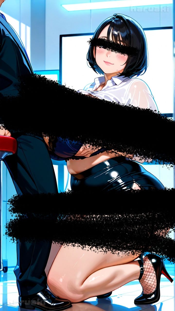 【AIアニメ巨乳美女写真集】Vol.2仕事前にすっきりさせてくれる黒髪秘書_再掲 - サンプル画像 4