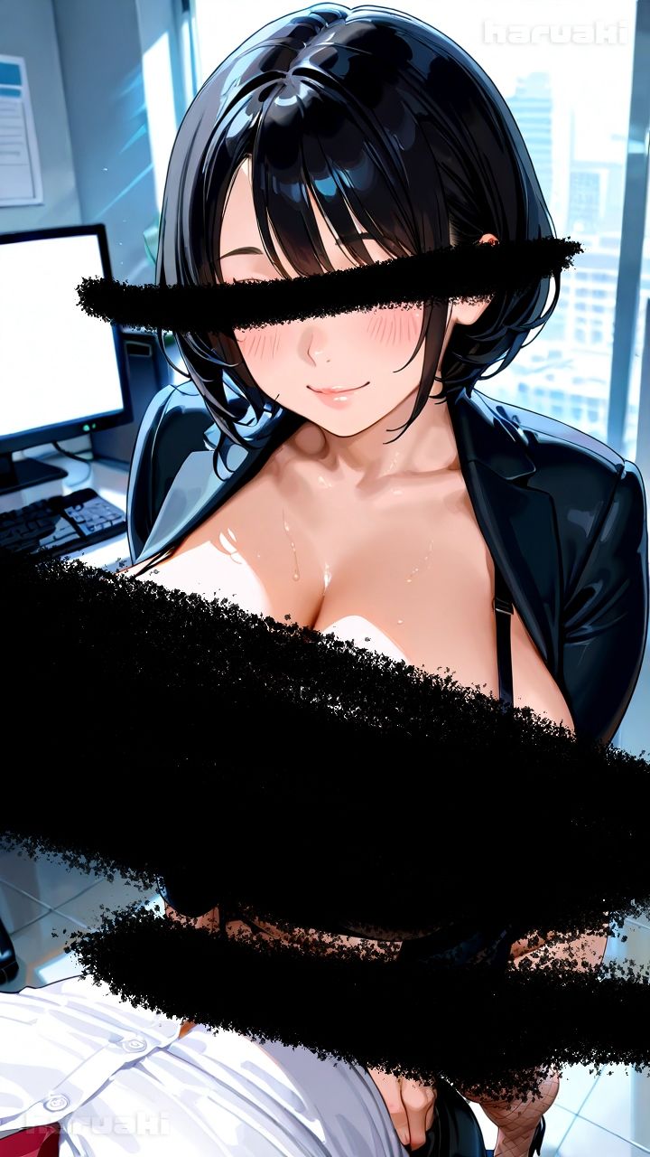 【AIアニメ巨乳美女写真集】Vol.2仕事前にすっきりさせてくれる黒髪秘書_再掲 - サンプル画像 5