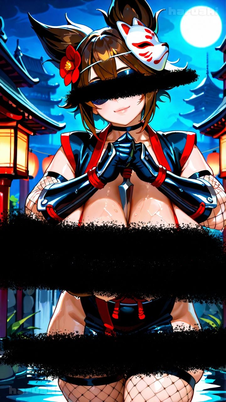 【AIアニメ巨乳美女写真集】Vol.3任務そっちのけで誘惑してくる変態仮面忍者くノ一_再掲 - サンプル画像 1