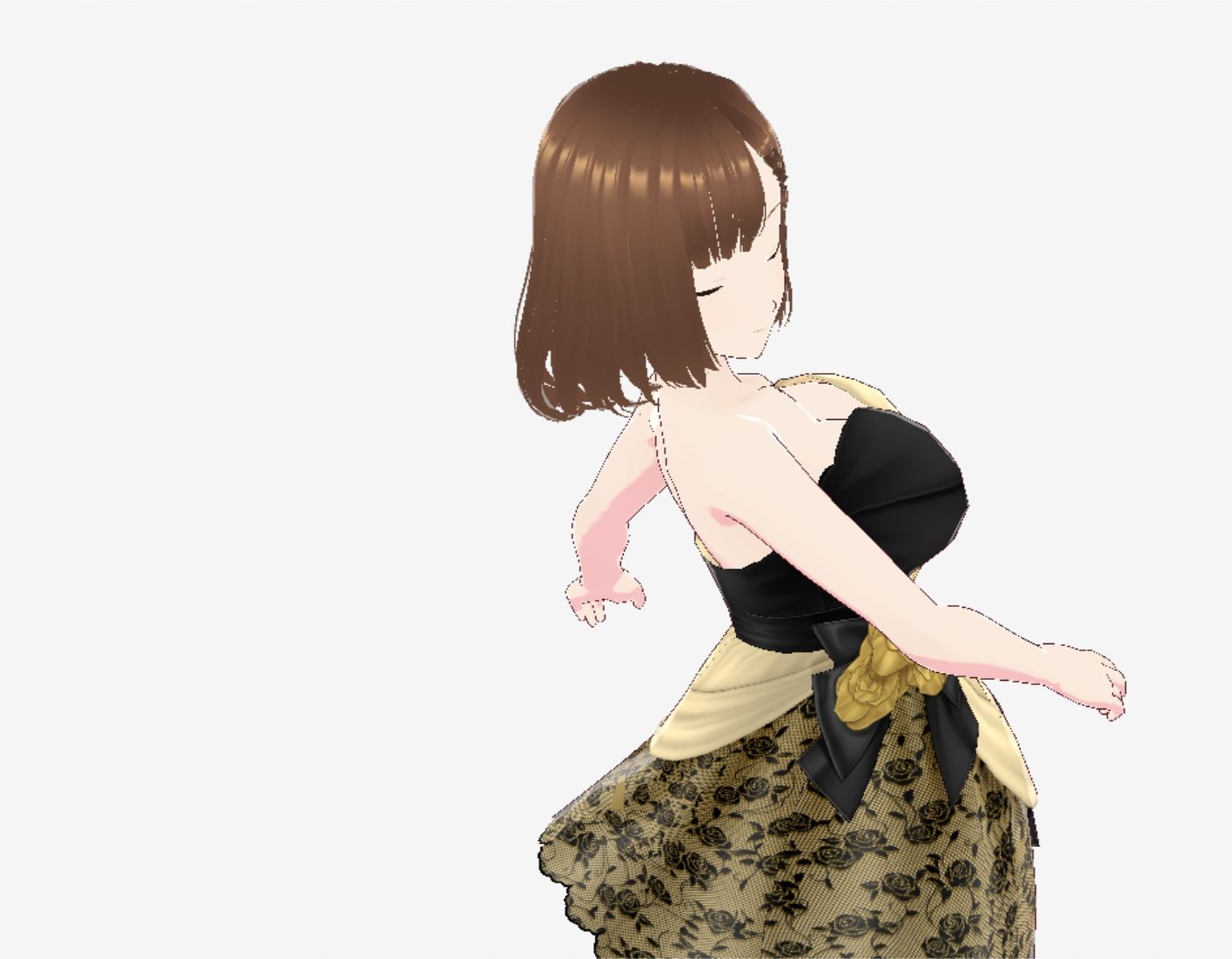 ブラック＆ゴールドなドレス姿（セリフなし  3DCGモデル  イラスト集） - サンプル画像 2