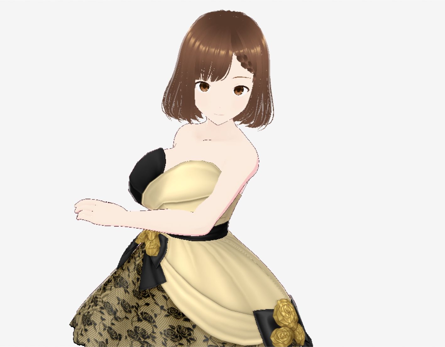 ブラック＆ゴールドなドレス姿（セリフなし  3DCGモデル  イラスト集） - サンプル画像 5