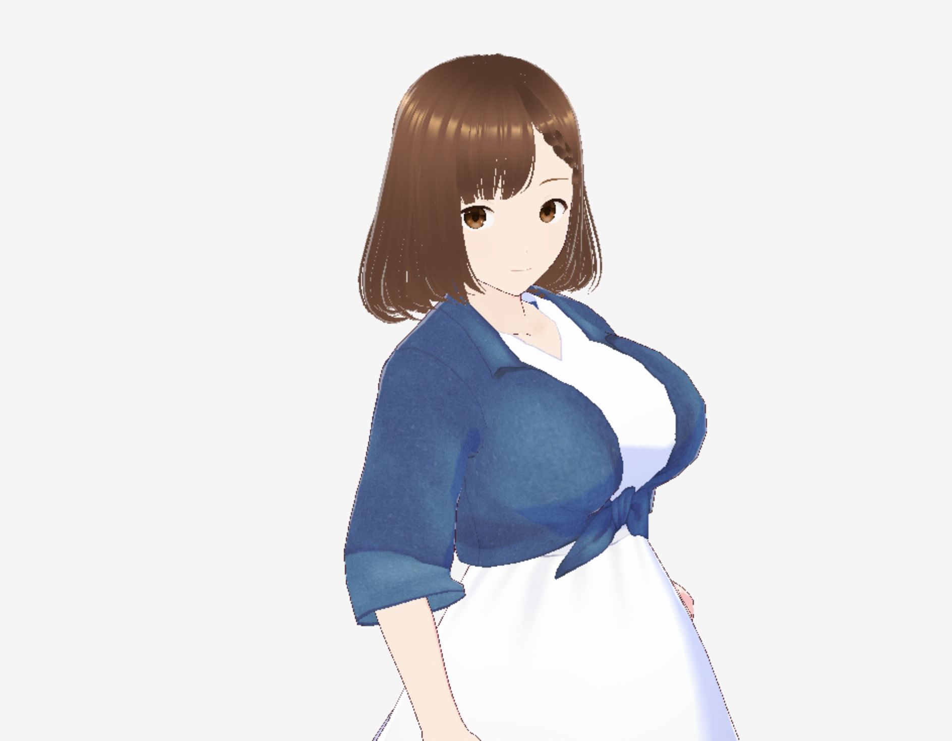 白いワンピースにデニムを羽織ったデートファッションのお姉さん（セリフなし  3DCGモデル  イラスト集） - サンプル画像 3