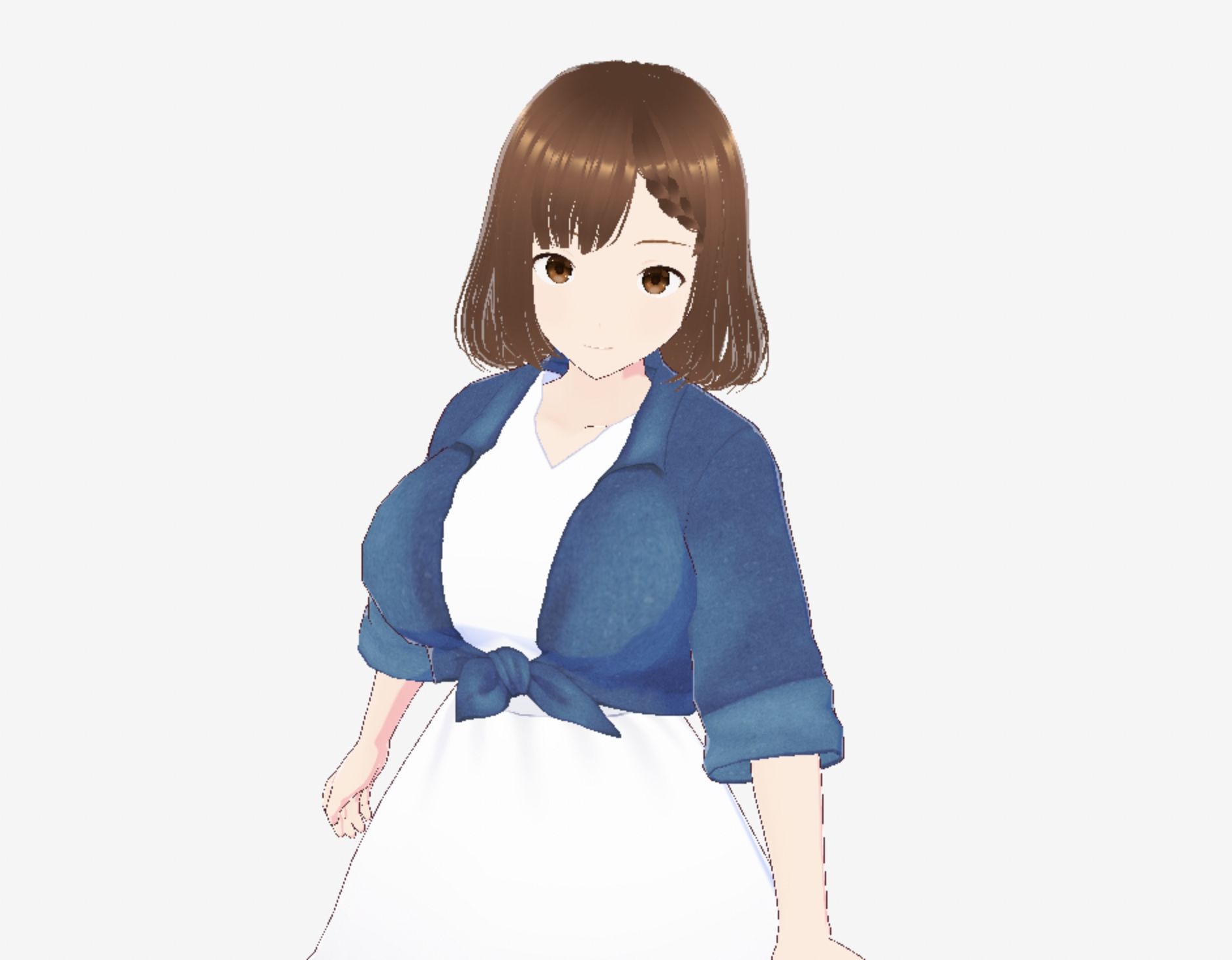 白いワンピースにデニムを羽織ったデートファッションのお姉さん（セリフなし  3DCGモデル  イラスト集） - サンプル画像 4