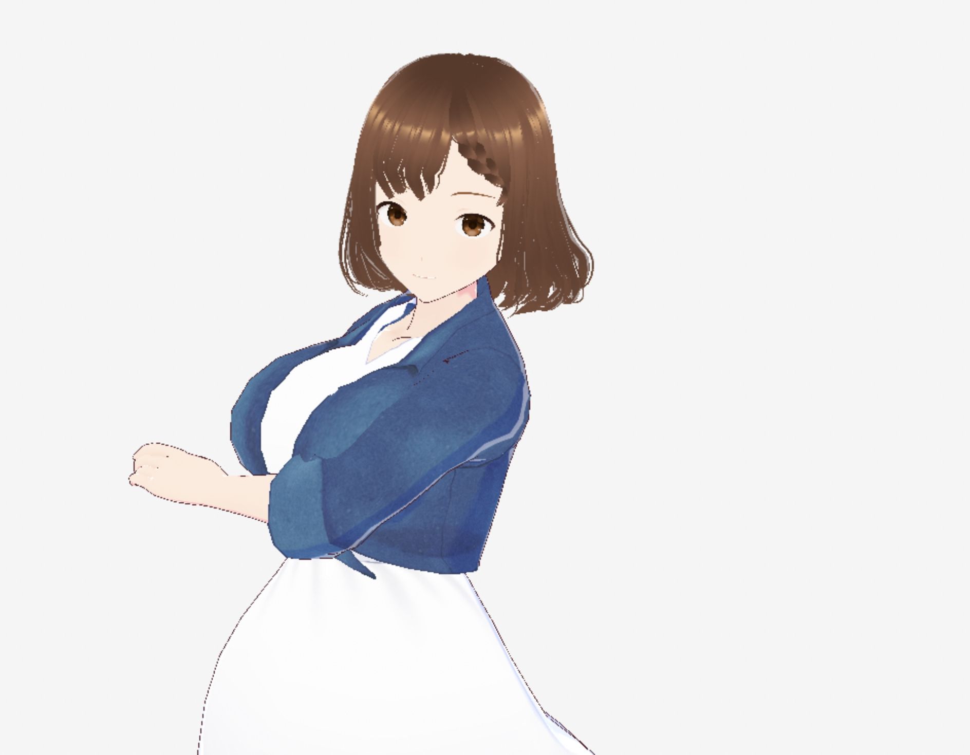 白いワンピースにデニムを羽織ったデートファッションのお姉さん（セリフなし  3DCGモデル  イラスト集） - サンプル画像 5