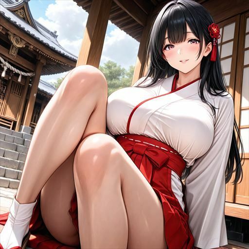 巨乳×巫女 - サンプル画像 2