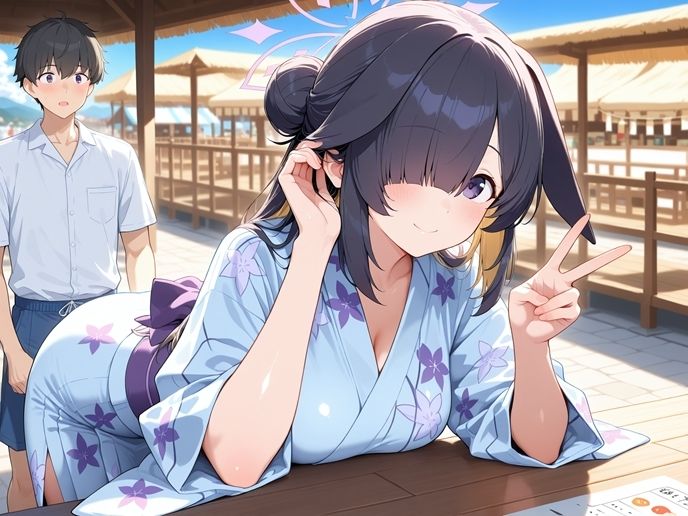 ツクヨと温泉デートえっち（はーと） - サンプル画像 1