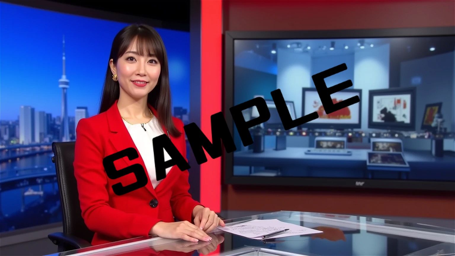 AIフェチフォト集vol.42 女子アナフェチ 写真集:『放送事故:カメラの消えたスタジオで』 - サンプル画像 4