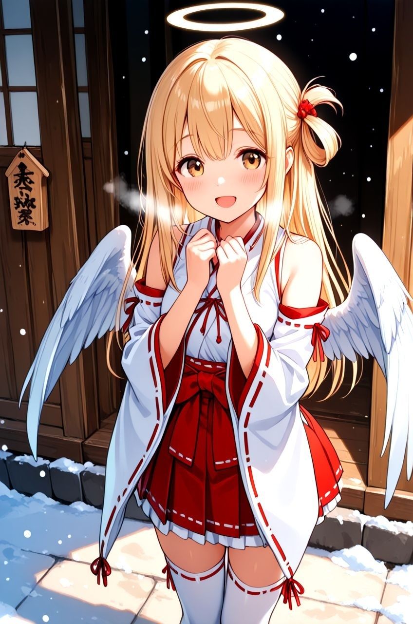拾った美少女天使にエッチなこと教えたらドハマりしちゃって いつまでも天界に帰れるのに帰らないお話 巫女服編 - サンプル画像 1