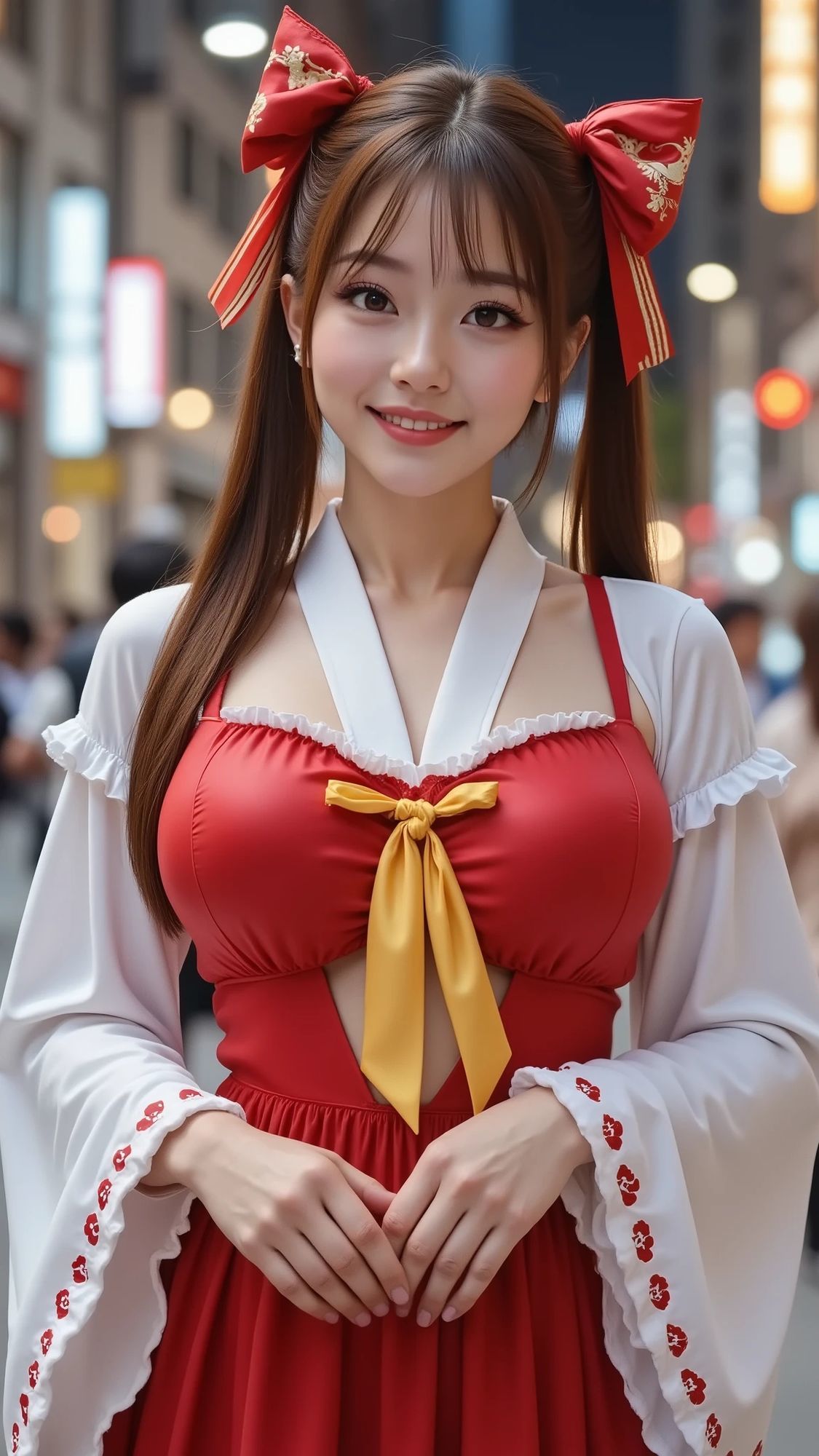 【AI写真集/Flux】清楚な巫女の禁断の祈り〜はだける紅白装束と秘められた素肌〜禁断のトップレス20枚超収録  高画質Flux65ページ - サンプル画像 1
