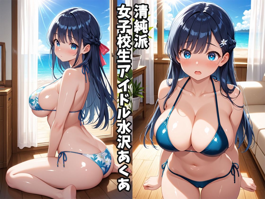 女子校生アイドル水沢あくあ、水着グラビアの舞台裏画像大流出！ - サンプル画像 1