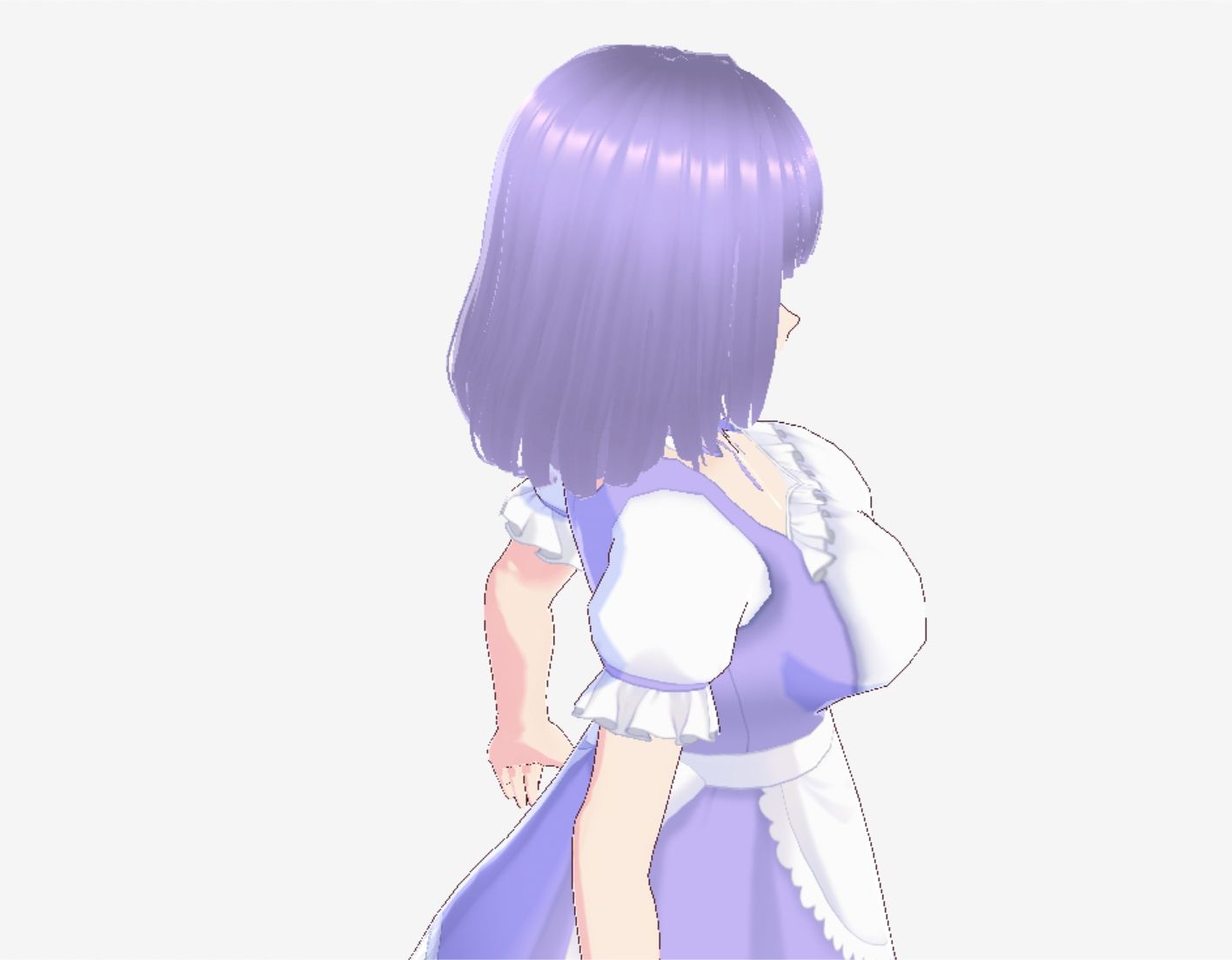 パープルヘアのメイド服のお姉さん（セリフなし  3DCGモデル  イラスト集） - サンプル画像 1