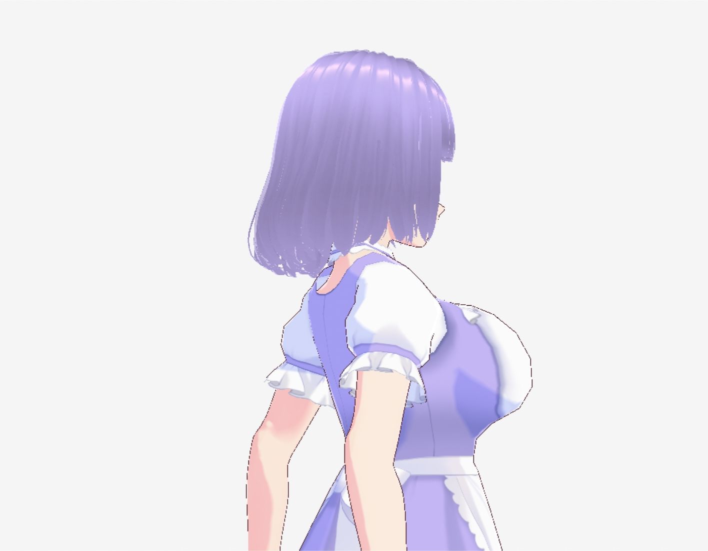 パープルヘアのメイド服のお姉さん（セリフなし  3DCGモデル  イラスト集） - サンプル画像 3