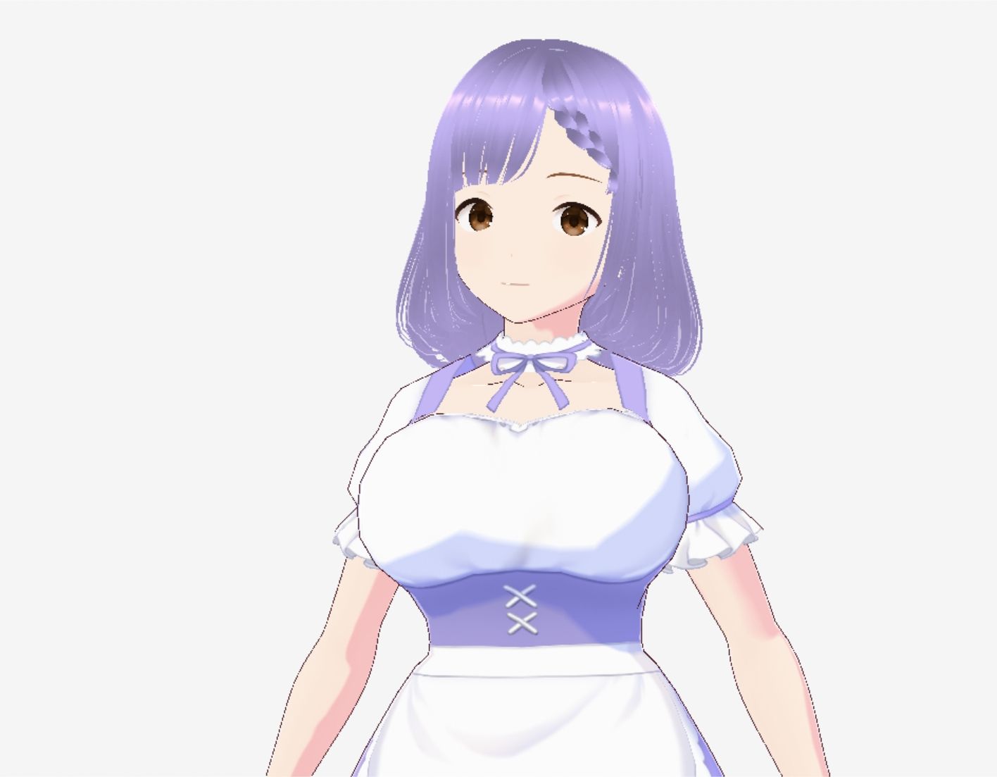 パープルヘアのメイド服のお姉さん（セリフなし  3DCGモデル  イラスト集） - サンプル画像 5
