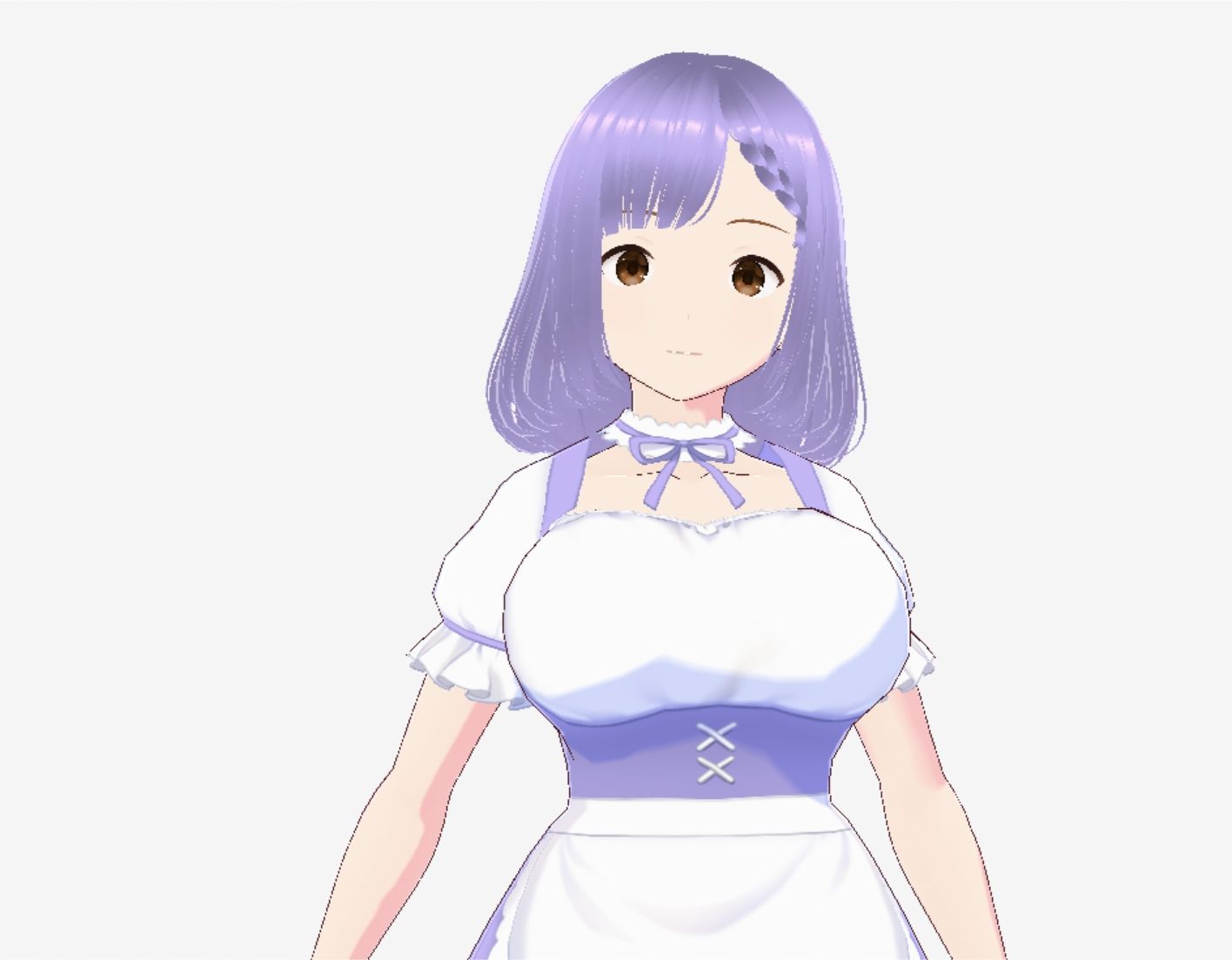 パープルヘアのメイド服のお姉さん（セリフなし  3DCGモデル  イラスト集） - サンプル画像 6