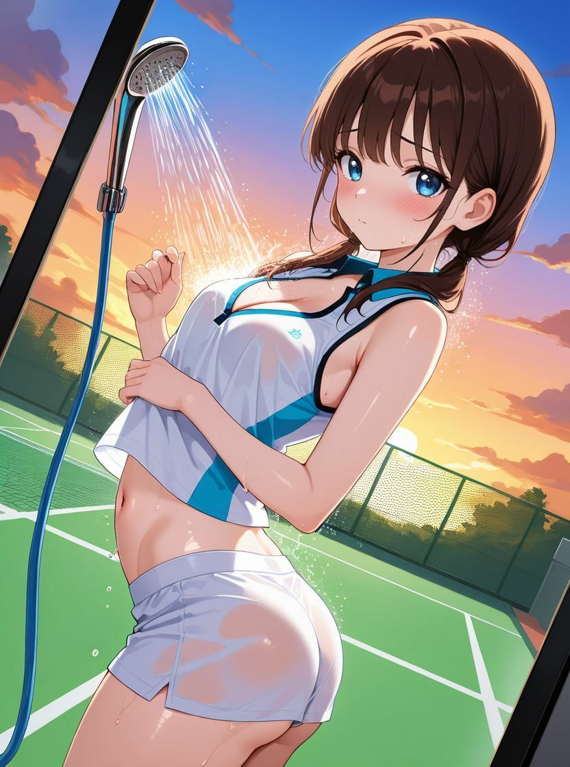 試合後、火照りが残ったテニス女子 〜汗だくで、ムチムチが隠せなくなるまで〜 - サンプル画像 2