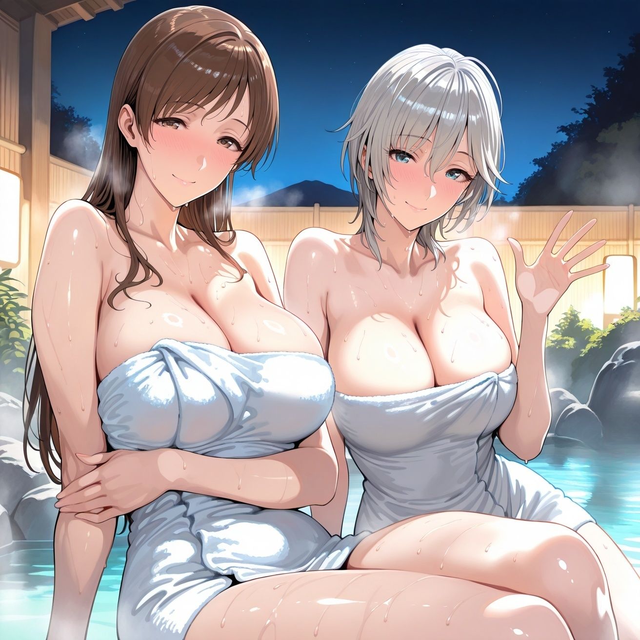 新○美○＆アナ○タシアin温泉 - サンプル画像 1