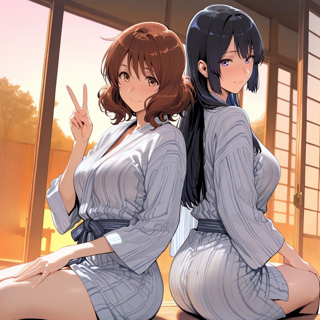 黄○久○子＆高○麗○in旅館 - サンプル画像 1