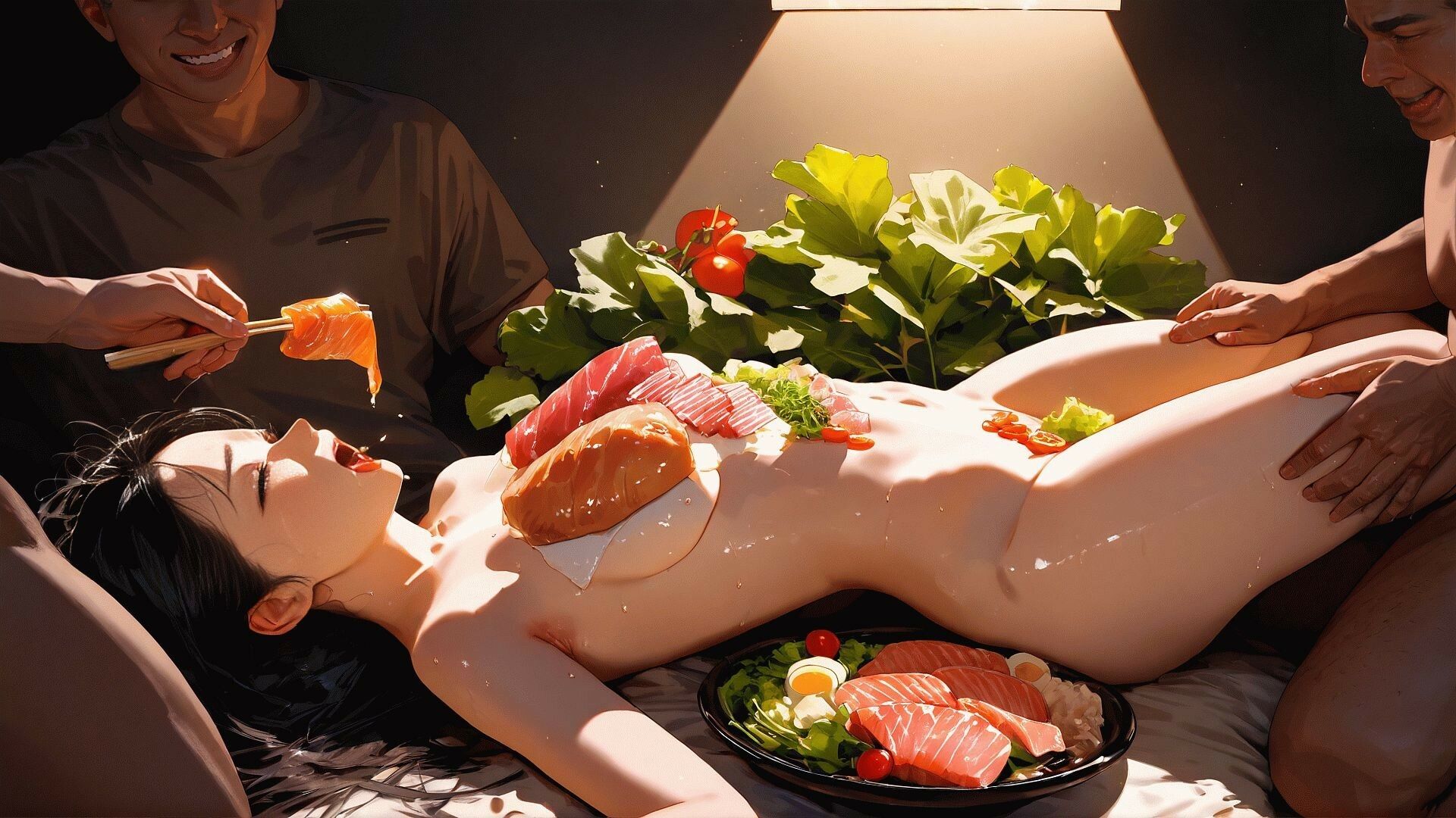 堕楽の饗宴 ― 酒池肉林の女体盛り、背徳の供物 - サンプル画像 7