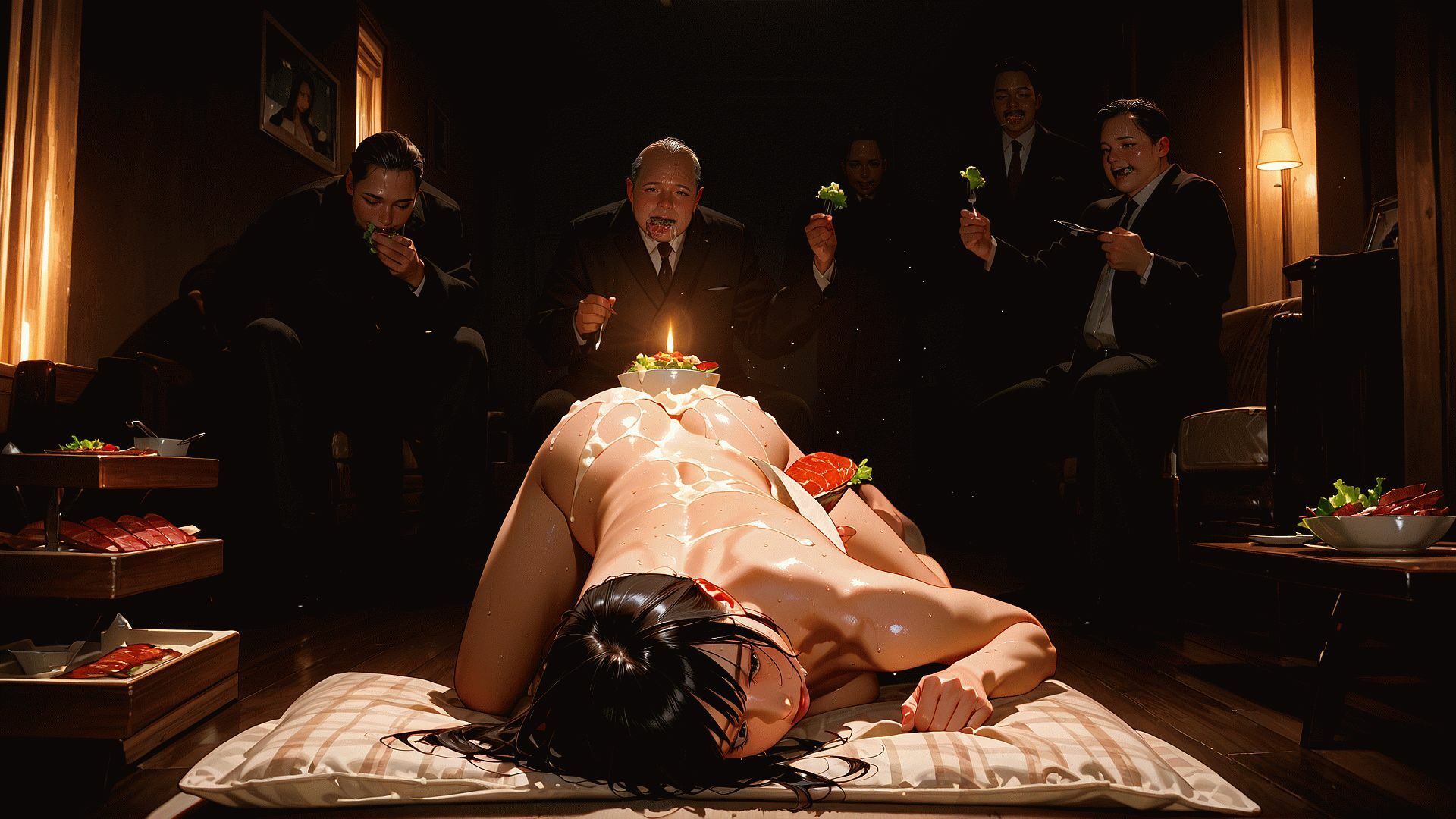堕楽の饗宴 ― 酒池肉林の女体盛り、背徳の供物 - サンプル画像 9