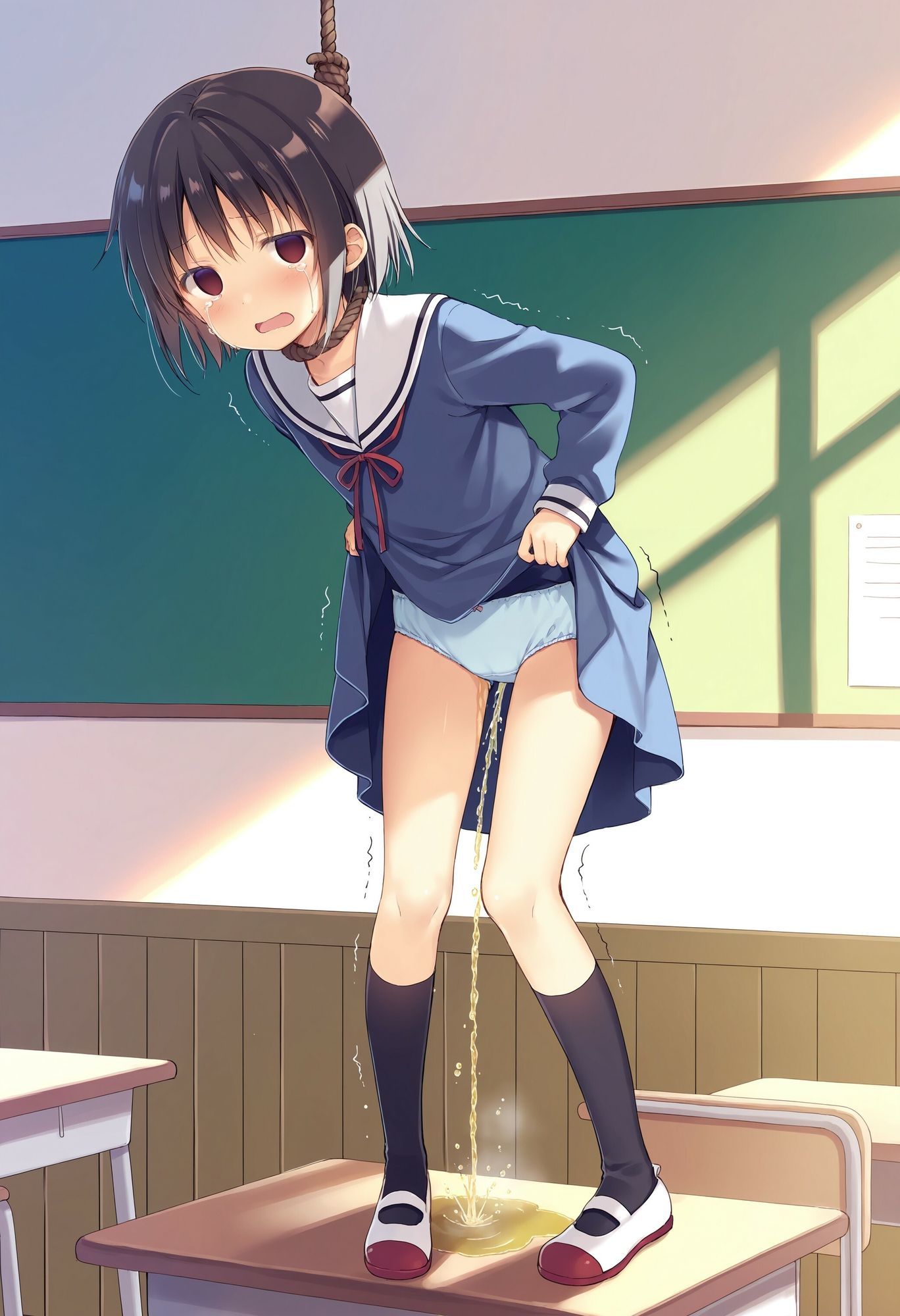 委員長を首吊りでお漏らしさせる - サンプル画像 3