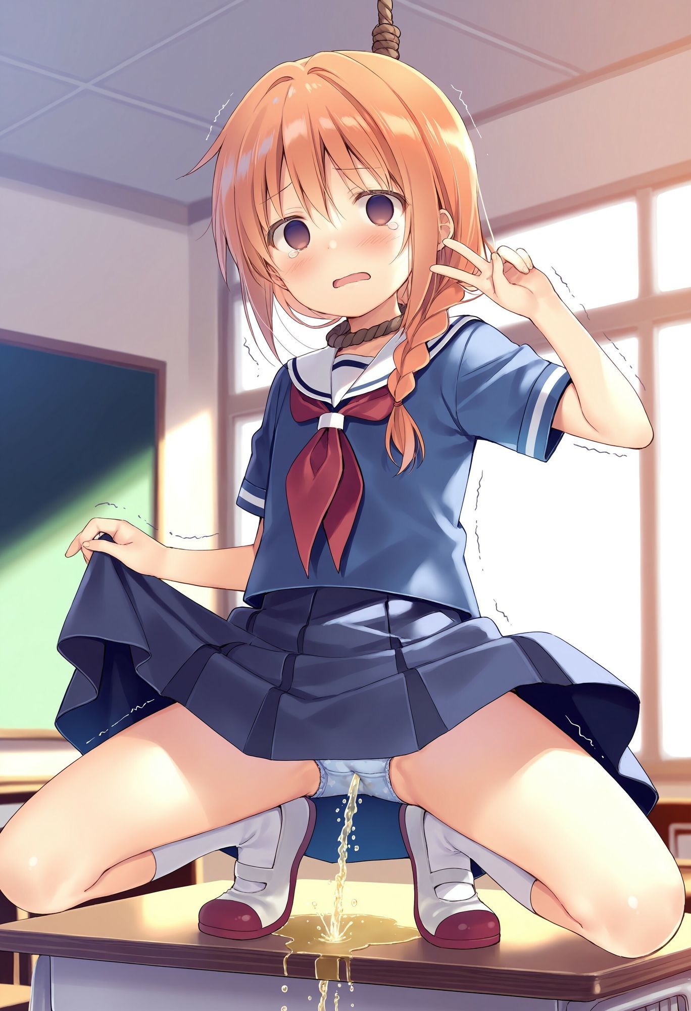 委員長を首吊りでお漏らしさせる - サンプル画像 4