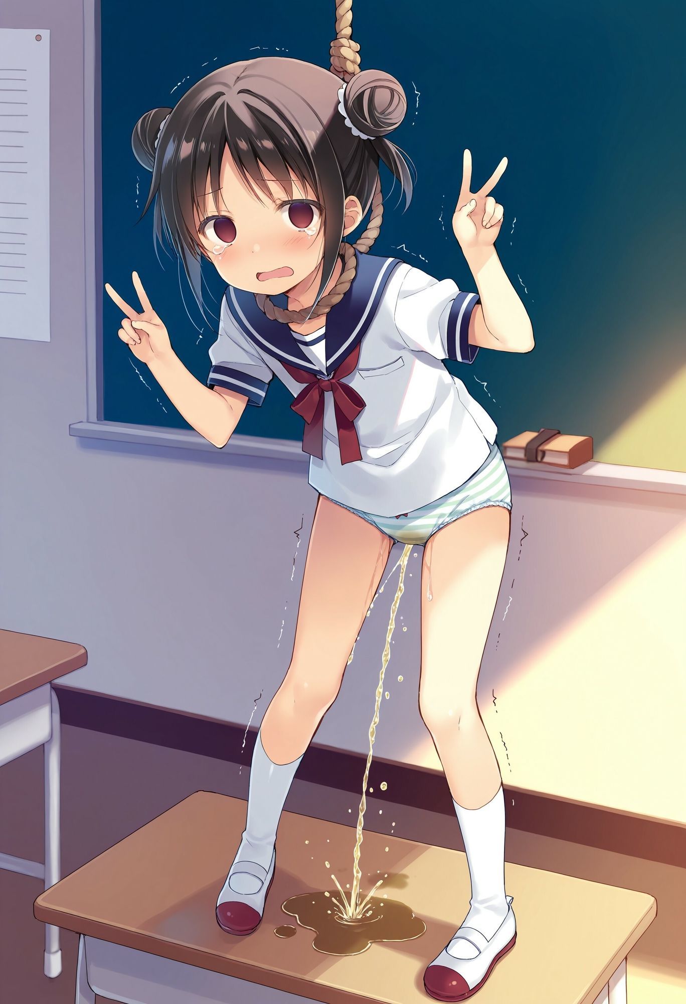 委員長を首吊りでお漏らしさせる - サンプル画像 6