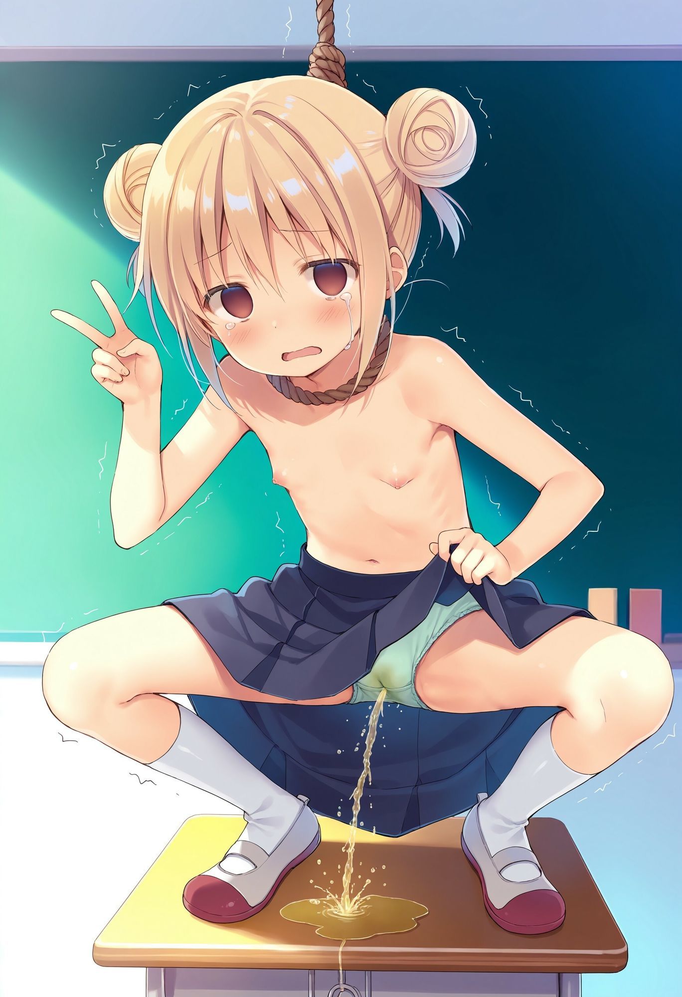 委員長を首吊りでお漏らしさせる - サンプル画像 8