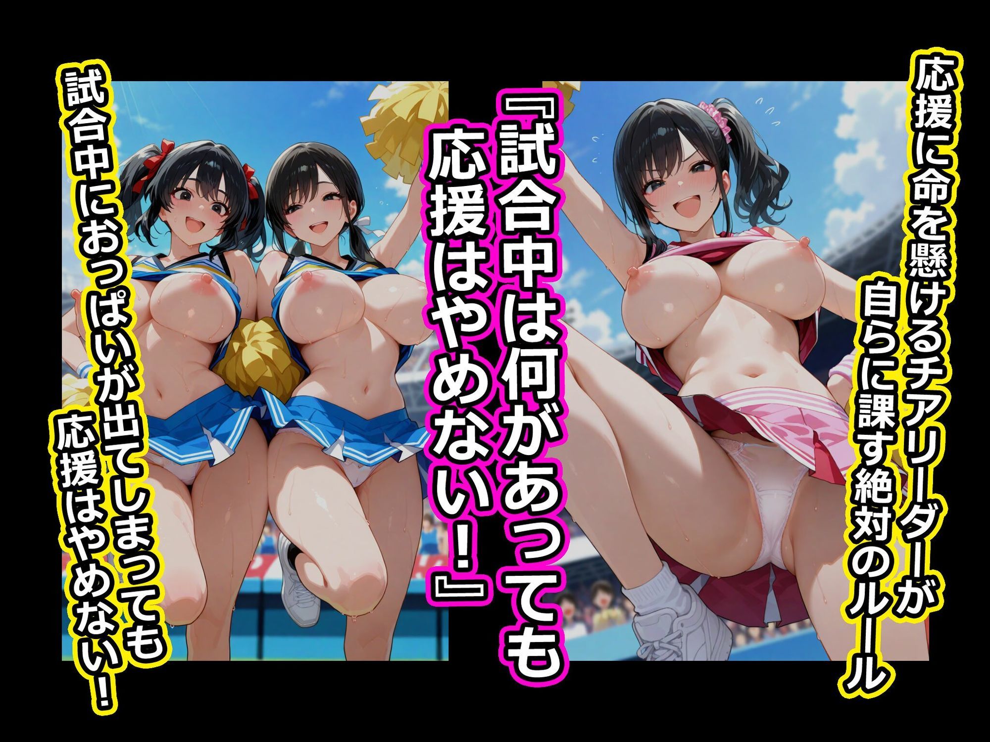 巨乳チアリーダーは観客に生ハメされても中出しされても絶対に応援をやめない。 - サンプル画像 1