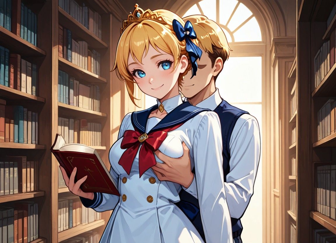 清純プリンセスの着エロ図書館〜書庫の裏、制服で交わる恋〜 - サンプル画像 7