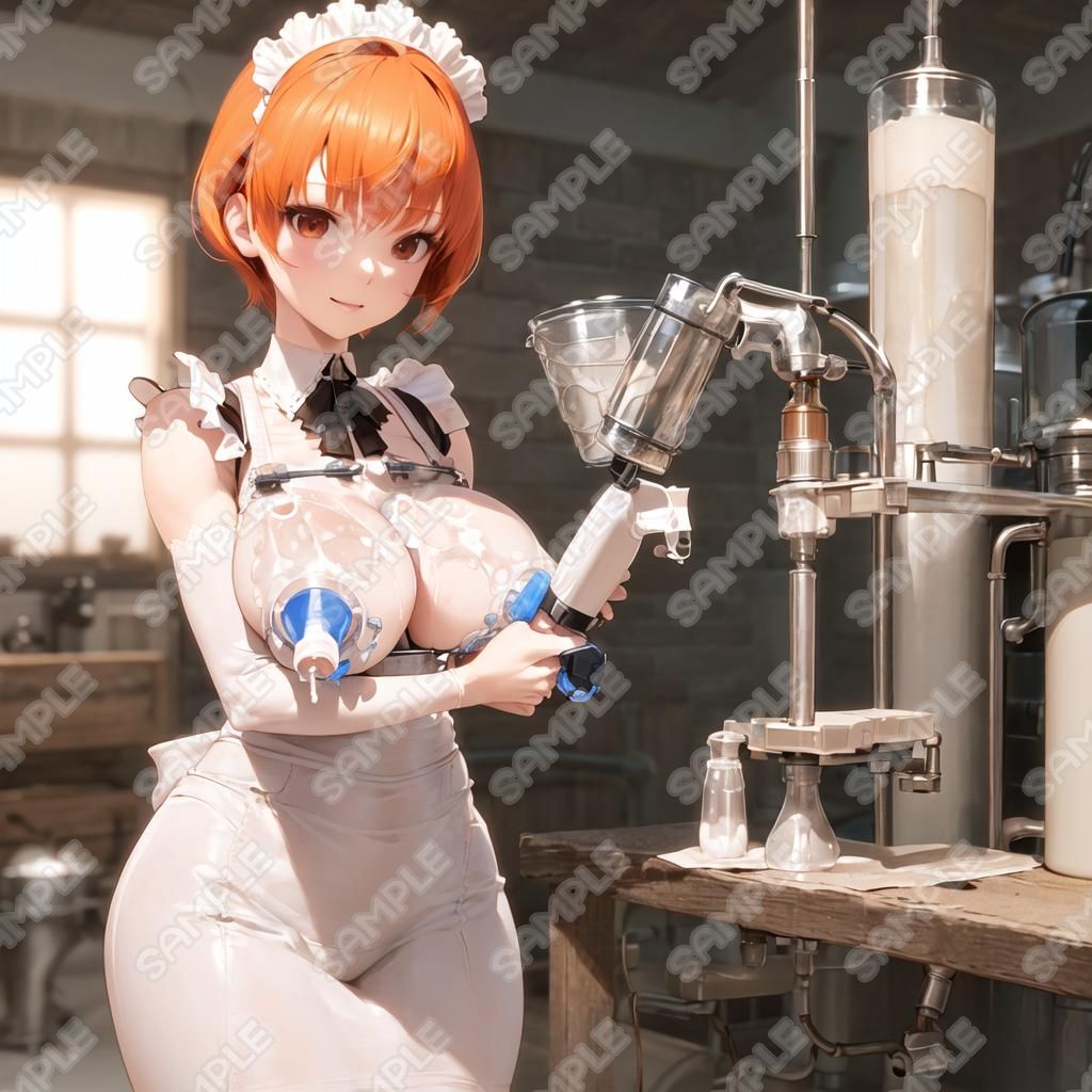 おっぱいフェチ  乳搾り工場メイド編（橙・赤・ピンク） - サンプル画像 3